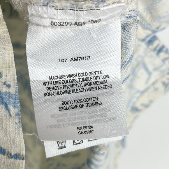 Columbia Shirt Mens Casual Button Down Hawaiian Tropical Print Ivory Blue Large - Picture 5 of 7